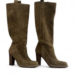 Vintage Frye Villager Olive Green Suede Leather Pull-on Boots